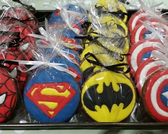 Superhero Cookie, Spiderman, Superman, Batman, Captain America, party favours, party bag filler, birthday gift, gift box, wedding favour