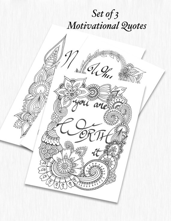 Download Set of 3 Motivational Quotes Colouring pages for Adults