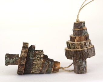 Christmas Tree Ornament, (Set of 2) Tree Ornament, Rustic Ornament, Christmas wood Decoration, Wood Slice Ornament, Christmas, Holiday Decor