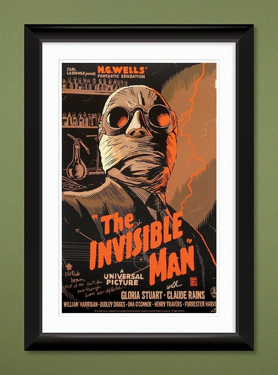 Vintage Movie Poster Invisible Man 1933 12x18 by PrintBerkeley