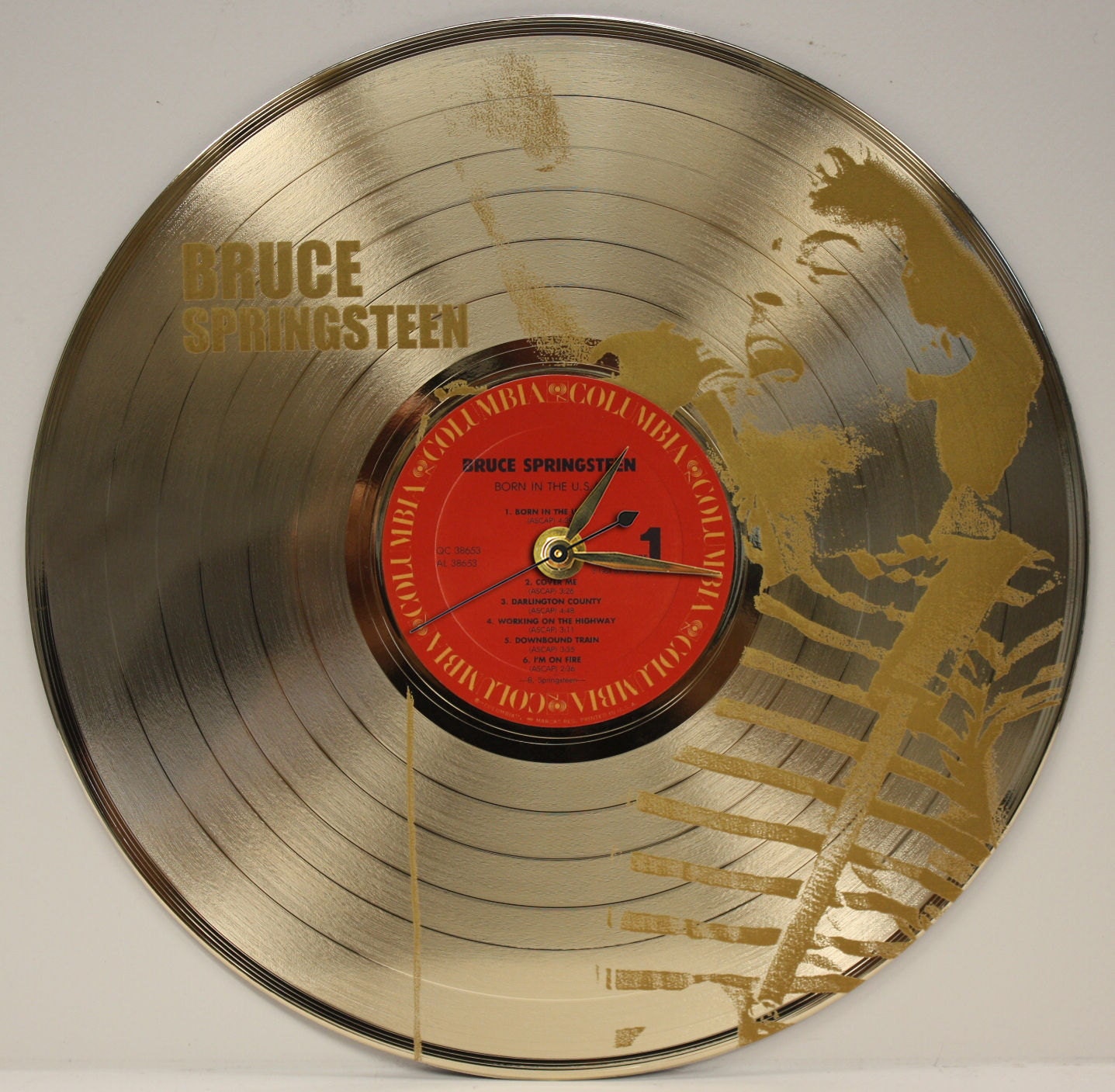Bruce Springsteen Laser Etched Gold Vinyl LP Record Battery