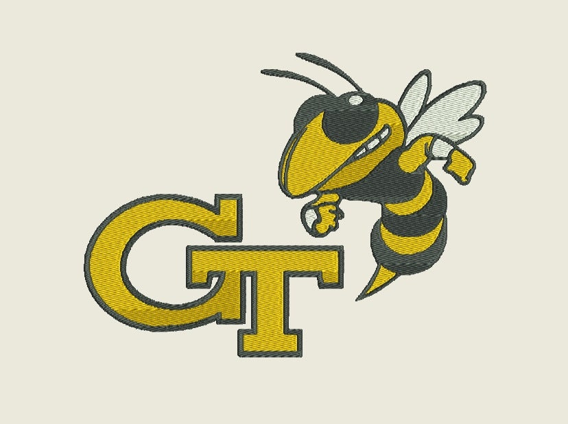 Georgia Tech Inspired Embroidery Machine Design in 2 sizes to