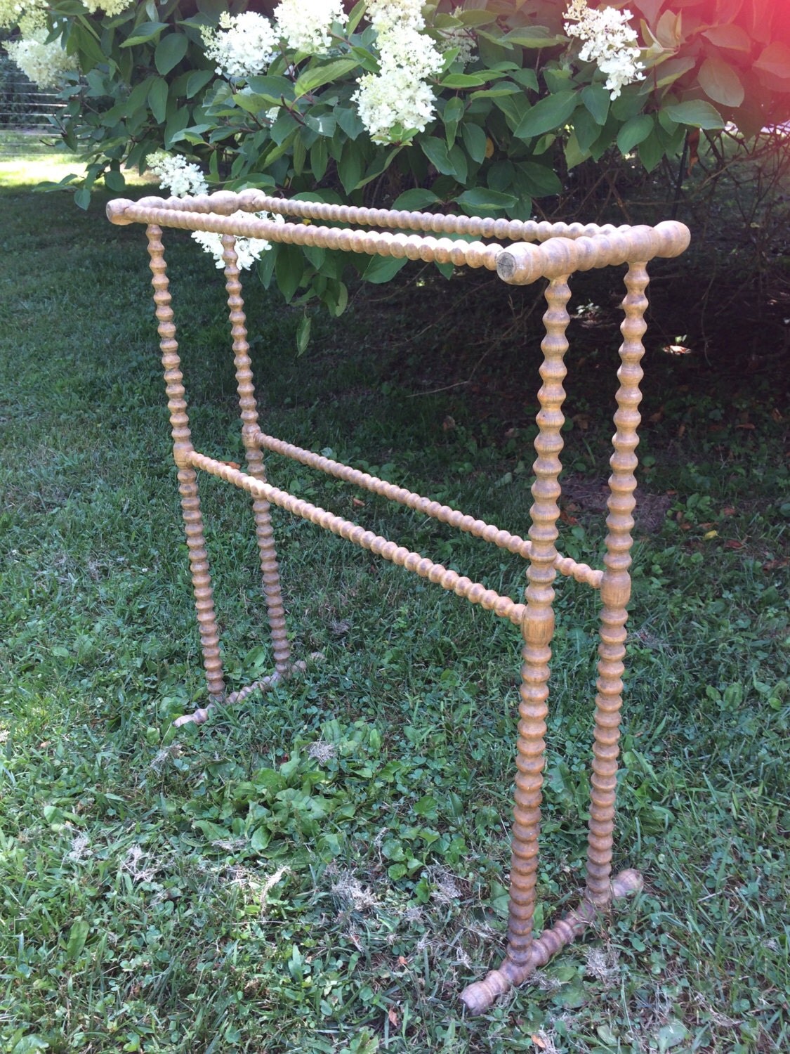 Vintage wooden antique spool quilt rack Jenny Lind style