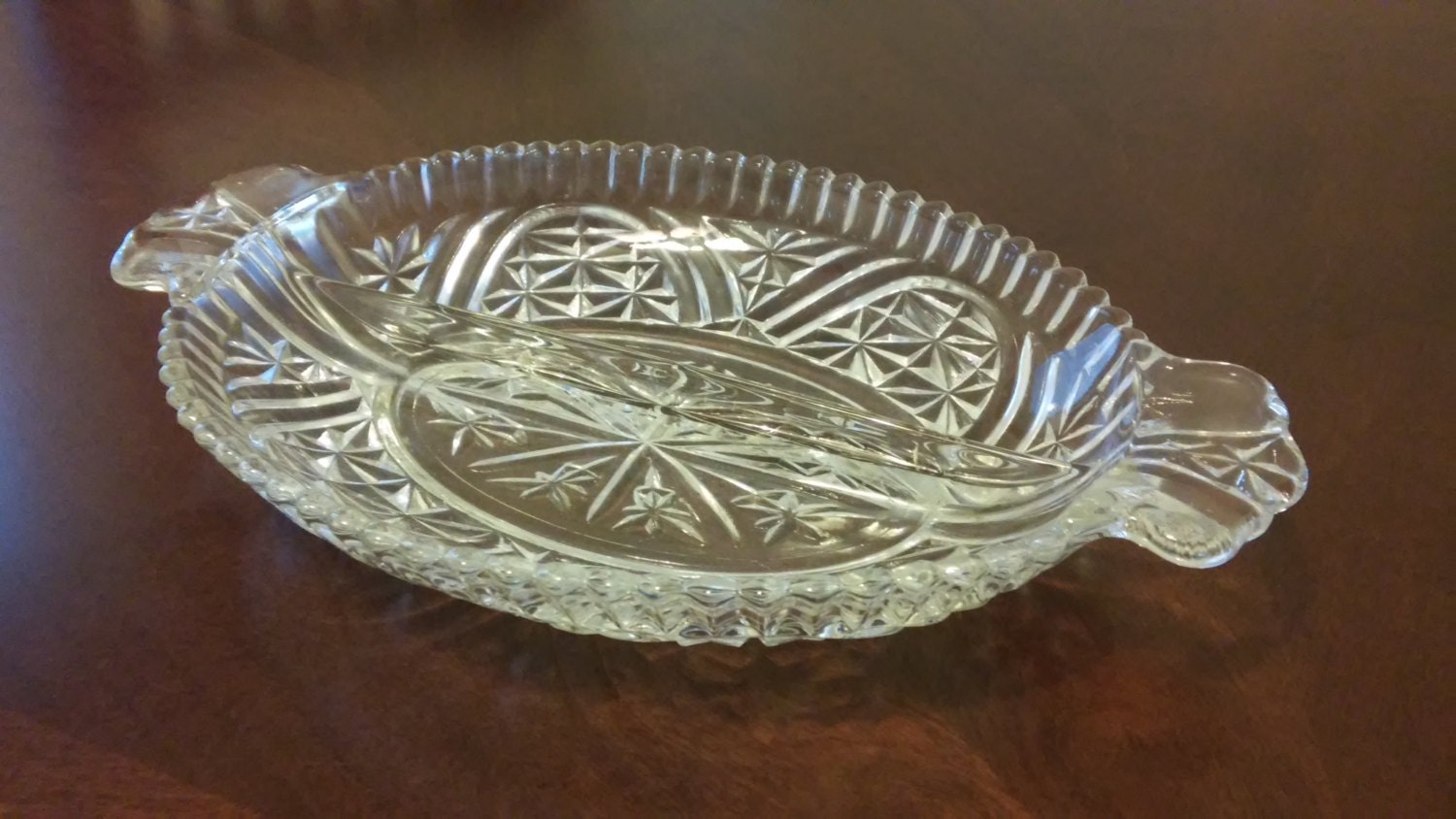 Vintage Anchor Hocking Divided Relish Dish Clear Glass