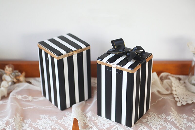 5 Black &White stripe boxesgift boxcute gift boxwedding