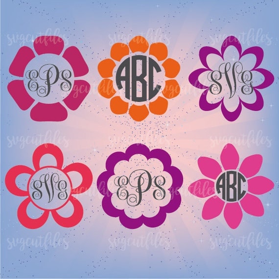 Download Flower Circle Monogram Frame SVG SVG Cut File Cricut