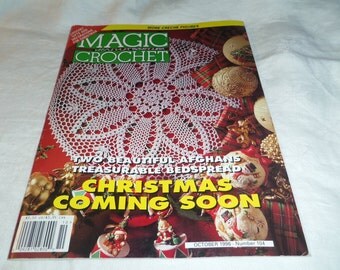 Magic Crochet Magazine No. 104 October 1996, Doilies Christmas Bedspread Afghans Creche Figures