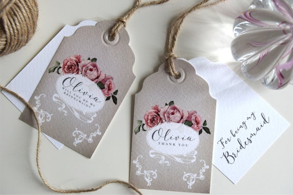 Personalised Bridesmaid Tags/Cards and Bridal Party Tags