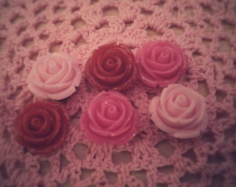 Blooming Red and Pink Green and Blue Roses Magnet Set