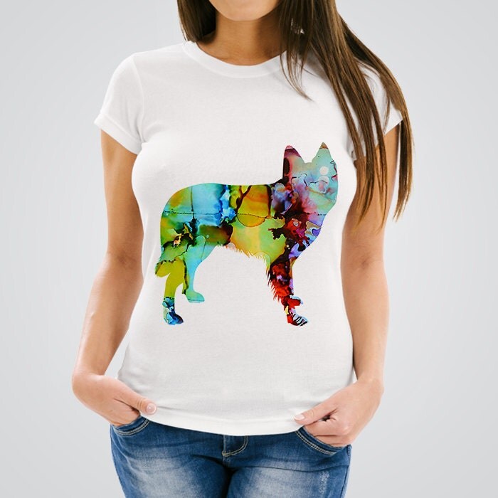 Woman T-Shirt with Original Art Print White Tee by SpiritColorArt