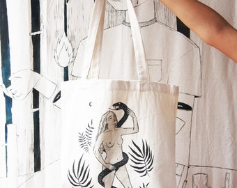 Tote Bag, Canvas Tote Bag, Woman Art, Printed Bag, Printed Tote Bag, Canvas Bag, Handmade Tote Bag, Cotton Tote Bag