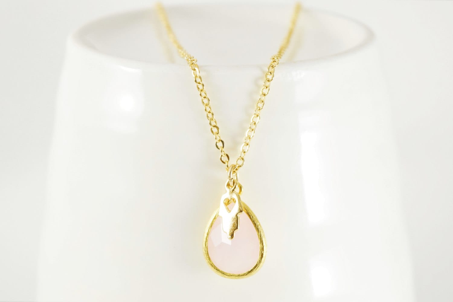 CHRISTMAS SALE blush pink necklace luck gift, blush pink necklace