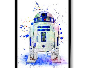 R2D2 - Instant Digital Download, R2D2 Watercolor Art, Star Wars, R2D2 Print, R2D2 wall art, R2D2 Star Wars Poster, Star Wars Print