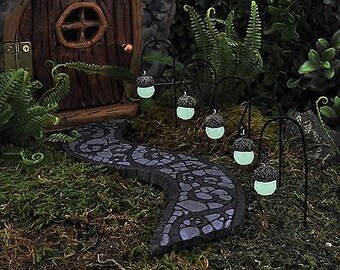 Fairy Garden lights - Miniature Acorn Path Lights - Glow In The Dark - Fairy Garden - Path lights for Fairy Garden - Fairy Garden Supplies