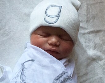 Single Letter Personalized Newborn Hat // Newborn Hospital Hat // Monogrammed Newborn Hat // Monogrammed Hospital Hat