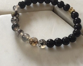 Mens Bracelet Dragon vein, Beaded Black Bracelet, Boyfriend Gift for Him, Mens Gift, Fathers Day gift, Christmas Gift for Him, goth bracelet