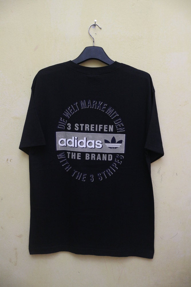 Vintage Adidas 3 Streifen The Brand Sportswear Black T Shirt