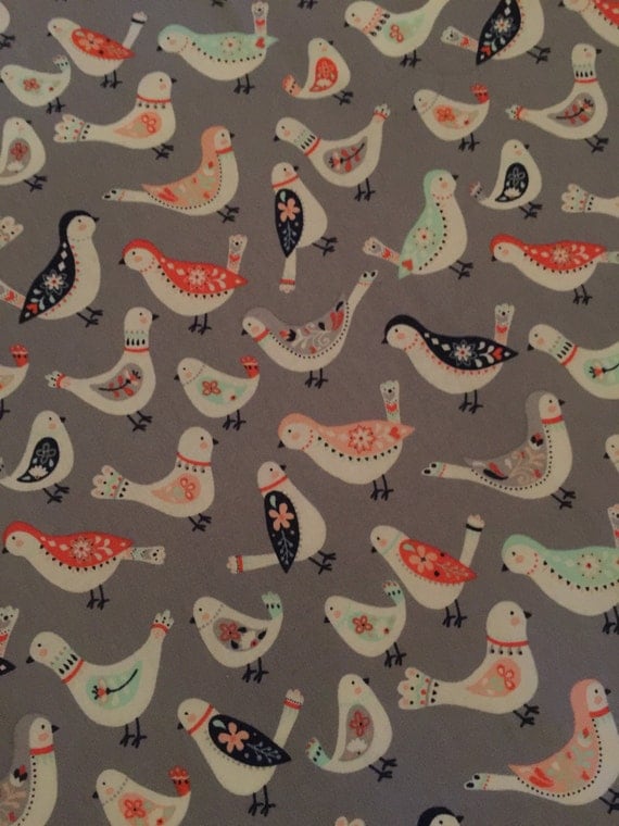 Baby Girl Gray Fitted Crib Sheet with White Birds by Moonsheets