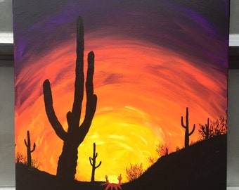 Saguaro painting | Etsy