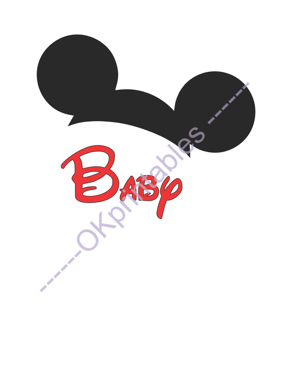 Baby Boy Mickey Ears Disney Printable Iron On by