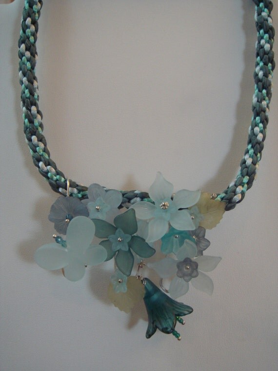 Lucite Flowers On Kumihimo Necklace By Lunascottage On Etsy