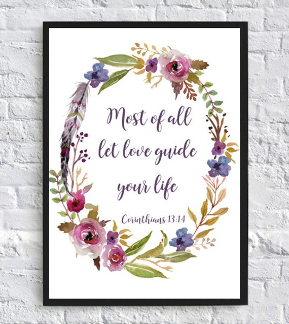 Bible quote Most of all let love guide your life Calligraphy