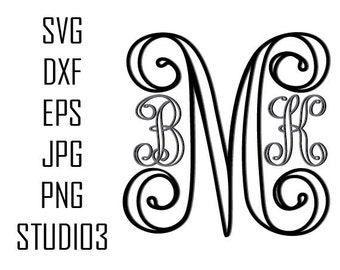 Curly Monogram Font Svg Dxf Eps Studio 3 Png Jpg by SVGFONTS