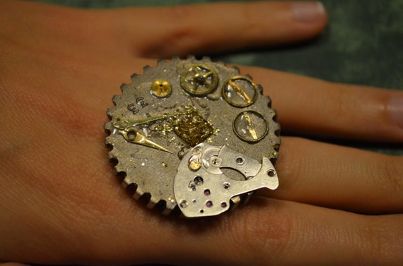 steampunk ring, ring made with gear pump water to car and watch parts by TimekeeperShop steampunk buy now online steampunk ring, ring made with gear pump water to car and watch parts by TimekeeperShop steampunk buy now online