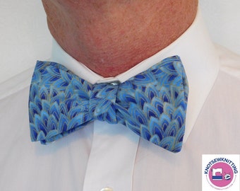 Blue Feathers Bow Tie