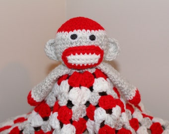 Items similar to Crochet Baby Blanket - Sock Monkey - Crochet Blanket