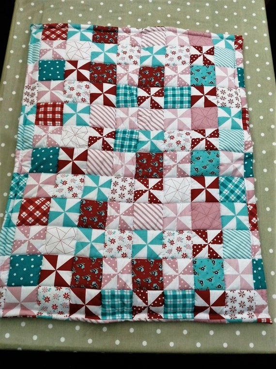 Cot quilt padded quilting with Minky fabric backing Pink for