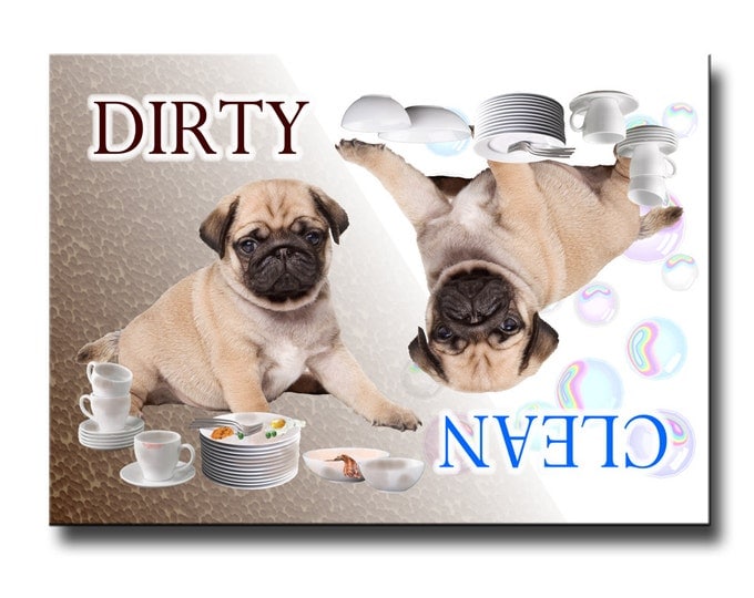 Pug Clean Dirty Dishwasher Magnet No 3 Fawn Puppy