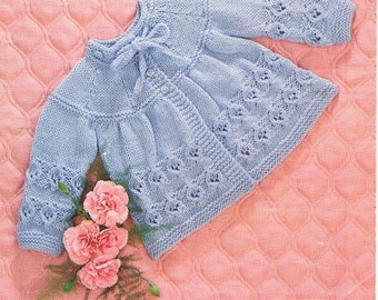 DK Baby Knitting Pattern - Matinee Coat - 17 to 18 ins - PDF - Instant Download