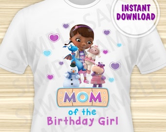Doc McStuffins Mom of the Birthday Girl. Doc McStuffins Birthday Iron On Transfer. Doc McStuffins Birthday Shirt. DIGITAL FILE.