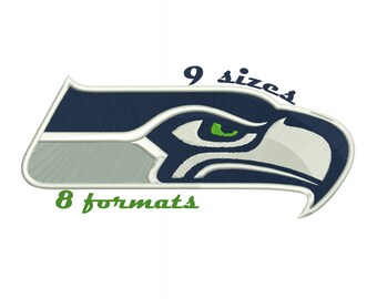 9 Sizes Seattle Seahawks Inspired Machine Embroidery Designs in 8 formats and 9 sizes
