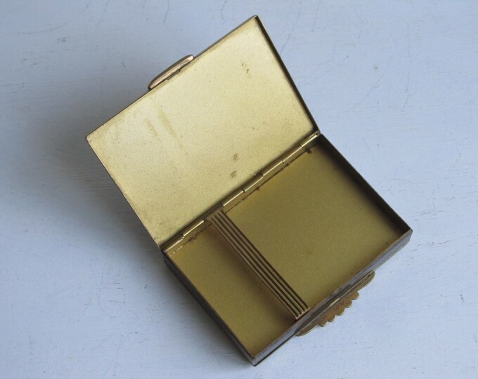 Vintage compact cigarette case, double sided vanity handbag box, faux tortoise shell