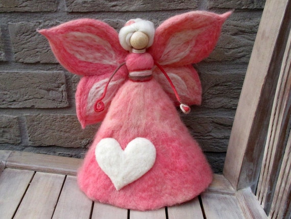 Needle Felted Pink Fairy Angel Tree Topper