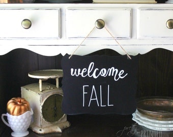 Welcome Fall Hanging Chalkboard