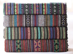 Hand Woven Fabric Stripy Fabric BOHO Bohemian fabric Upholstery fabric Thick tread Lose weave Rug Blanket Fabric - 1/2 yard