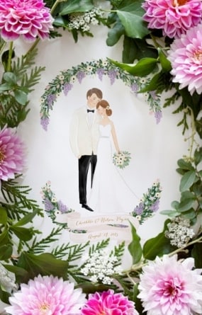 Beautiful Romantic Custom Couple  Illustration Wedding Engagement Anniversary Gift Idea