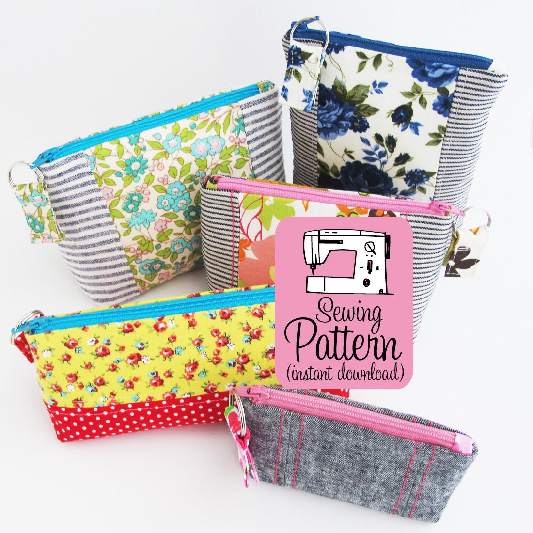 zipper pouch sewing tutorial Sewing PDF Pattern Intermediate Intro Improv to Zip Pouches