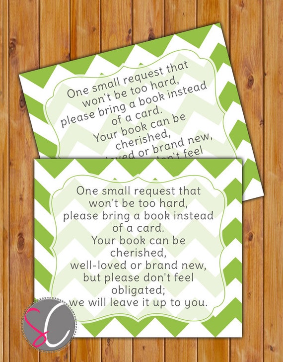 In Lieu of card Book Baby Shower Invitation Inserts Instead