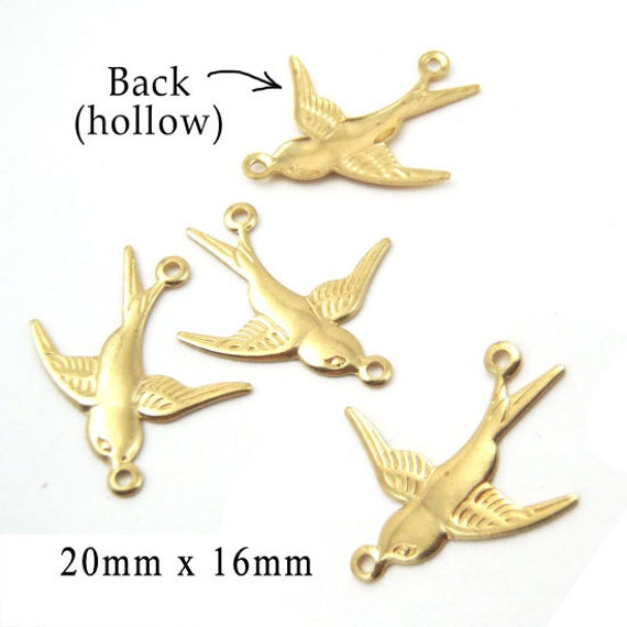 golden raw brass sparrow connector charms