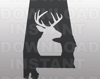 Alabama Deer Head SVG File,Buck SVG File-Vector Clip Art for Commercial & Personal Use-vector art file Cricut,Cameo,Silhouette,Vinyl,Decal