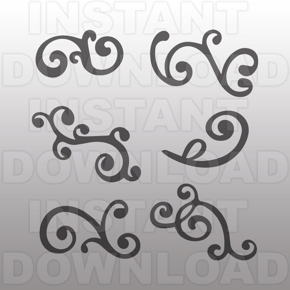 Fancy Scrolls SVG File-Cutting Template-Vector Clip Art for