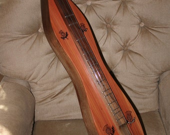 Mountain Dulcimer, 4-string Red Cedar Hour-glass, Sound-hole choices and optional Electric