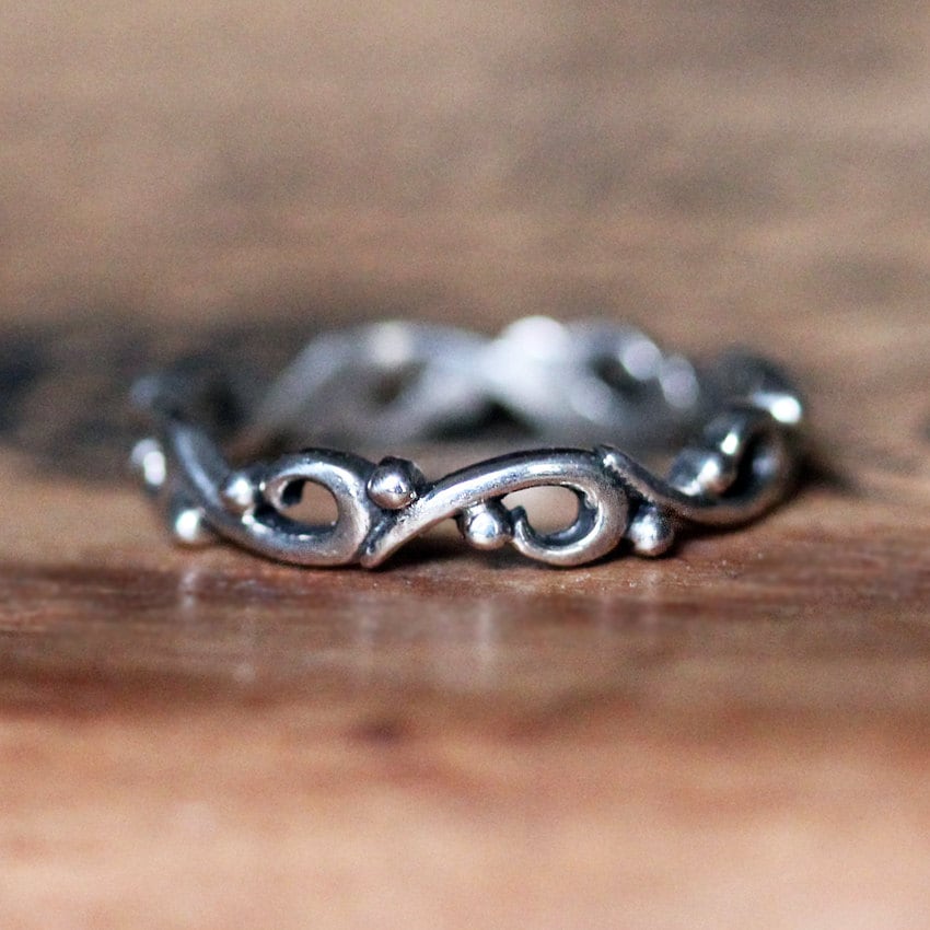 Ocean wave ring unique wedding bands for women silver rings
