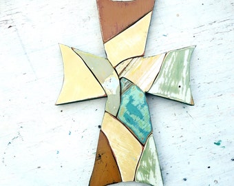 Large Wall Cross, Wooden Mosaic Cross, Reclaimed Wood Art, Recycled Wood Cross, Religious Wall Art, Christian Decor, Country Decor