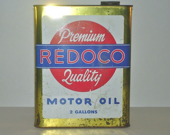 Vintage Premium Quality Redoco Motor Oil Can Red Head Oil Company