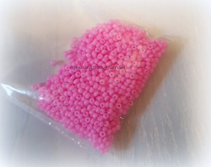 11/0 Seed Beads, Round Seed Beads, Hot Pink Seed Beads, Matte Bright Pink, 17 Gms Pink Seed Beads, Jewelry supplies
